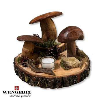 Pilz-Landschaft auf Holzscheibe (Variante A)